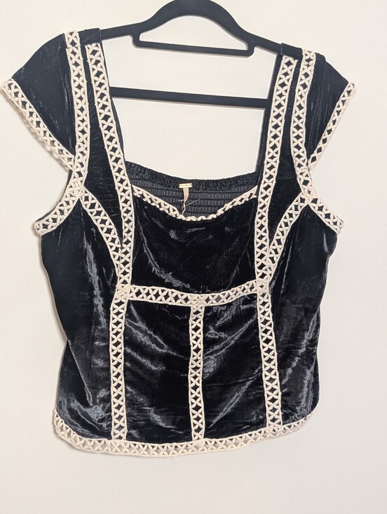 Free People Tops - Free People Tyler Velvet Corset Top Black Cream Size M NWT MSRP $148
